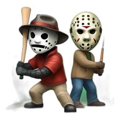 Freddy Kruger and Jason Voorhees and Michael Myers playing golf sticker