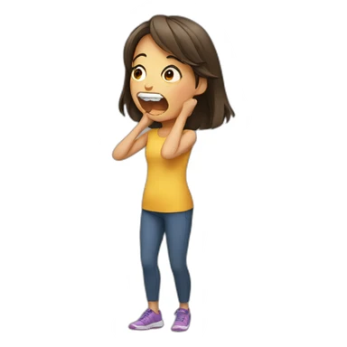 Girl opening mouth and stretching toung out sticker