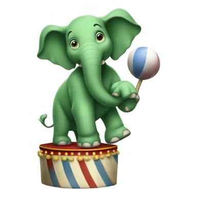 Green elephant in a circus juggling  sticker
