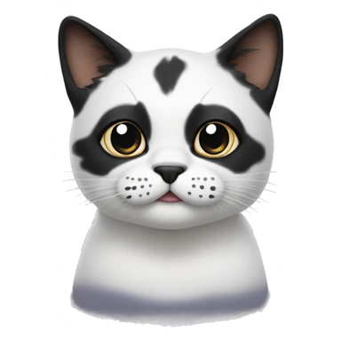 Cat with clear white face, with a black mustache-shaped spot under the nose and a little on nose. Big Dark patches on the forehead and around the ears  sticker