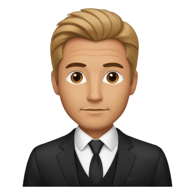 A very handsome successful man in his 40s. Day hair. Wearing black  Looks like a lawyer. sticker