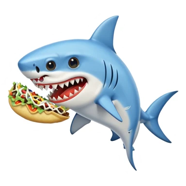 shark wearing a white dress eating a taco sticker