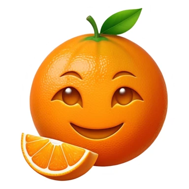 Cinematic Realistic Orange Emoji, Juicy and vibrant, with a bright, glossy skin that gleams in the light, revealing a slight texture from the natural pith. The orange segments peek through as the fruit radiates refreshing energy. Soft glowing outline, capturing the essence of a sweet, zesty burst of flavor in a perfect orange! sticker