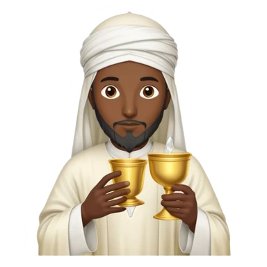 A 13th century muslim imam holding a gold water cup sticker