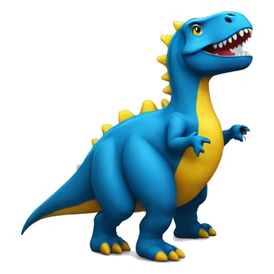  blue dinosaur with sharp yellow back on red hoodie sticker