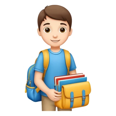 child packing a school bag with books and supplies, cheerful and organized sticker