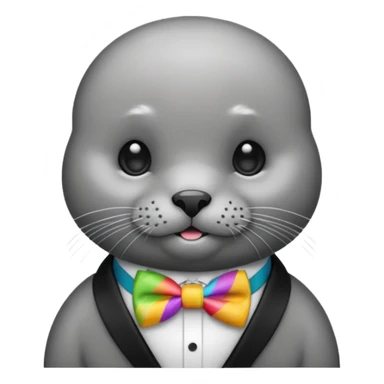 a seal wearing a colorful bow tie sticker