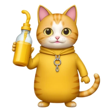 cat wearing mustard bottle costume  sticker