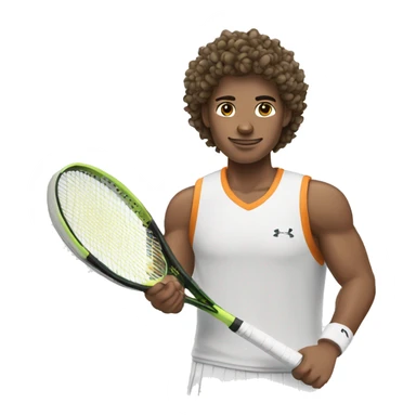 White Tennis player with curly wavy hair and slight freckles sticker