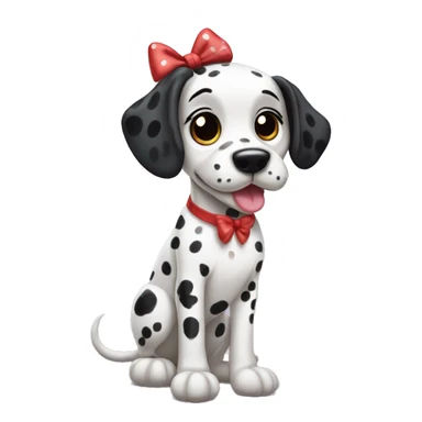 dalmation girl doggie with a bow sticker