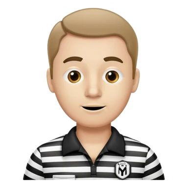 A sports referee with a whistle wearing black and white striped shirt sticker