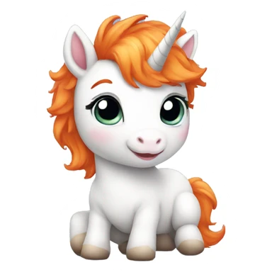 Baby unicorn with orange hair sticker