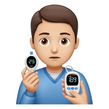 person with diabetes with glucose meter in his hand sticker
