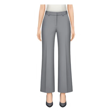 petite gray wide leg tailored pants for women, shorter length, ankle length, for short height woman, dress trousers, only the garment on white background sticker