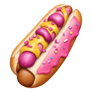 Pink glittery hot dog with pink sticker