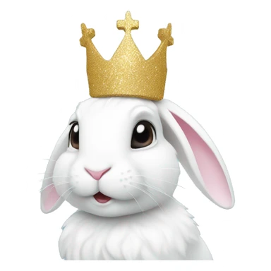 White rabbit with a glitter crown  sticker
