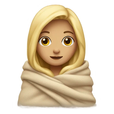 Blonde girl wrapped up in a cozy blanket sticker