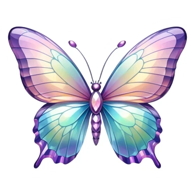 Pastel sparkly iridescent glass crystal butterfly sticker