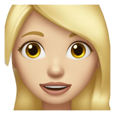 female human blonde hair, hazel eye, sticking tongue out sticker