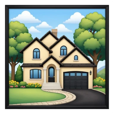 front view of a house with a driveway leading up sticker