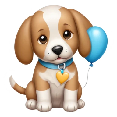 adorable puppy with bandaid and get well soon balloon sticker
