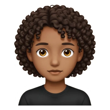 Un adolecente con camisa negra, pelo rizo y corto, corto y de color moreno con ojos negros sticker