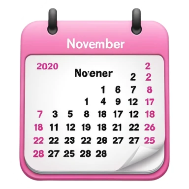 pink calendar of days in november 2025 in poppins text form sticker