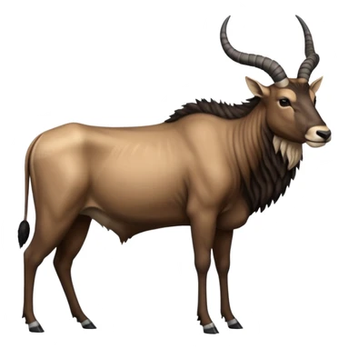 Wildebeest-ox-bull-gazelle-fusion-animal-hybrid-creature, full body sticker