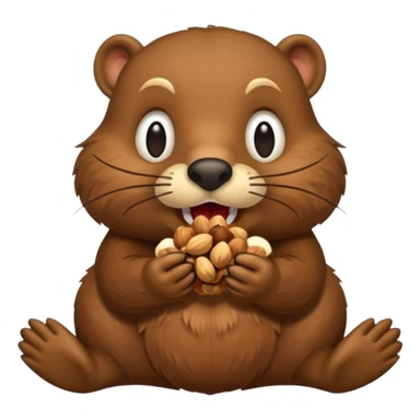 A beaver with nuts stuffed in his mouth sticker