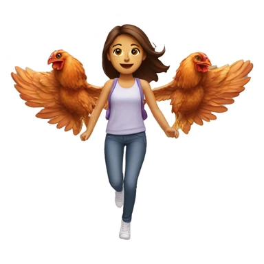 a girl flying with two bbq chicken wings on her back sticker