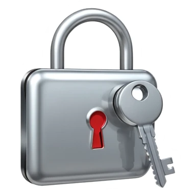 A chrome silver lock and key emoji, smooth metallic surfaces, glossy reflections, luxury swag vibe, minimal iOS emoji style, centered on clean white background sticker