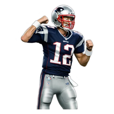 Tom brady with his football helmet on pumping his fist and yelling Let's Go sticker