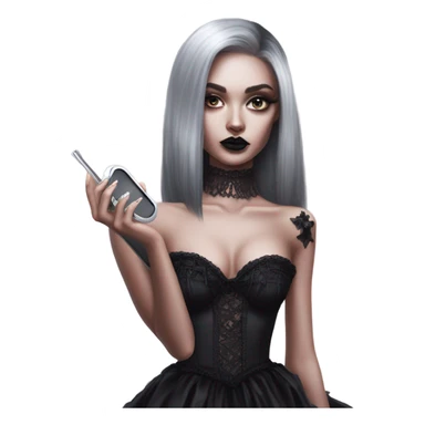 Hyper Realistic Goth victoria secret model looking into a handheld mirror  sticker