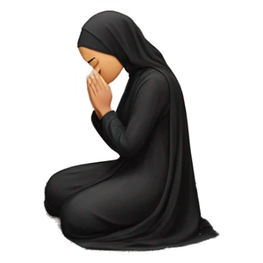 muslim woman praying on a praying carpet with a black abaya on sticker