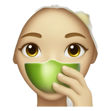 Blonde girl skincare drinking matcha sticker