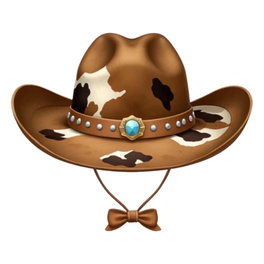 Brown cow print cowgirl hat sticker
