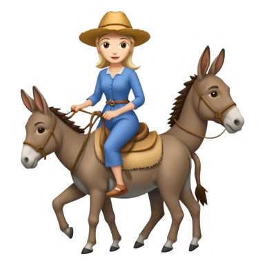 a lady on a donkey while the man is walking alongside the donkey sticker