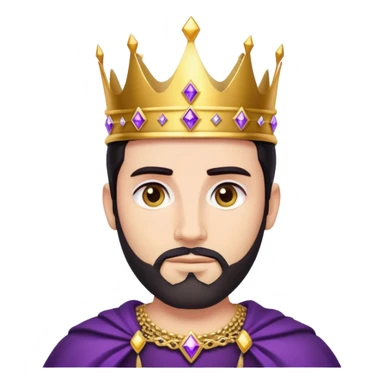 White King, dark hair, short beard, golden crown, black clothes, purple diamonds  sticker