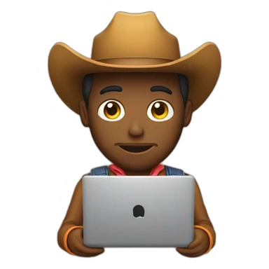 cowboy as a developer on a laptop sticker