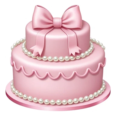 light pink cake decorated with pearls and a light pink bow on top sticker