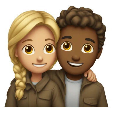 Young man and woman hugging sticker