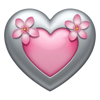 heart with a sakura blossom overlay and silver highlights sticker