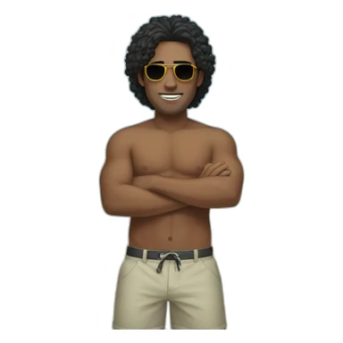 man with black hair on the beach sticker