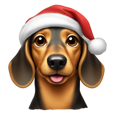Golden dachshund with Santa hat sticker