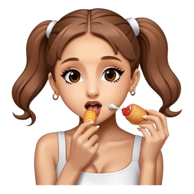 Ariana Grande eating a K-pop sticker
