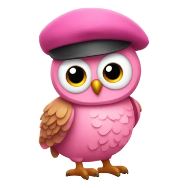 Pink owl wearing a beret sticker