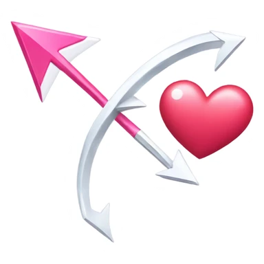 Silver Bow with pink arrow shooting white lightning bolts at a red heart sticker