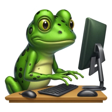 frog png with desktop computer works deeply sticker