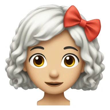 black open hair from behind with a light red bow sticker