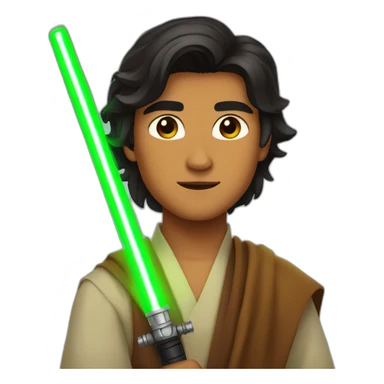 Ezra bridger long hair with green lightsaber sticker